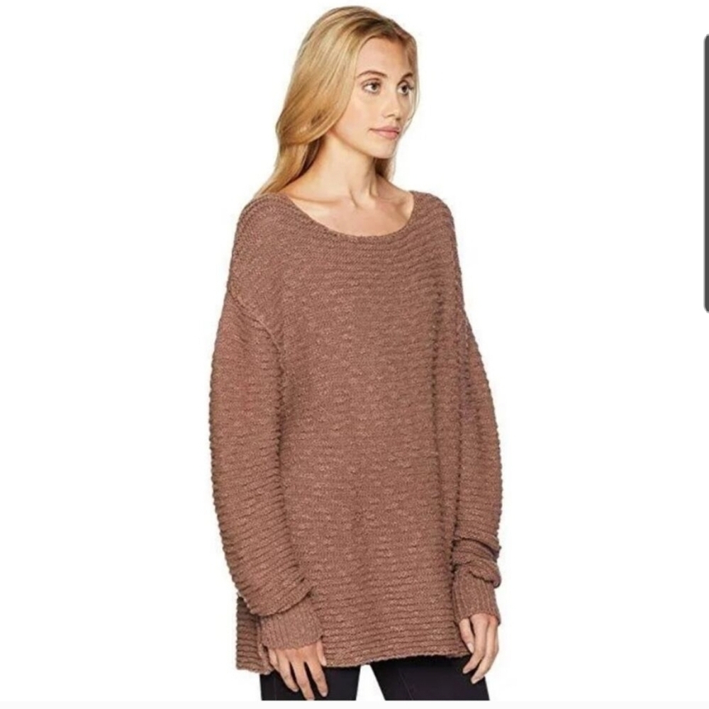 Free People Menace Tunic Cozy Brown Knit Sweater Size Small